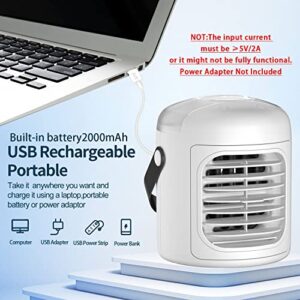 Personal Portable Air Conditioner,2000 mAh Rechargeable Mini Air Cooler Fan,Desk Portable Ac with Ice Packs