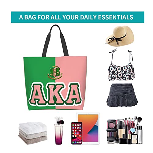 AKA Beach Tote Bags Travel Totes Bag Kitchen Reusable Grocery Bags Shopping Tote for Women Foldable Waterproof Book Tote