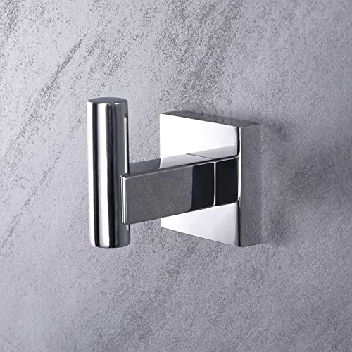 Suyar Bath Towel Hook Polished Chrome, SUS304 Stainless Steel Modern Shower Robe Holder, Bathroom Kitchen Coat Towel Hanger Wall Mounted