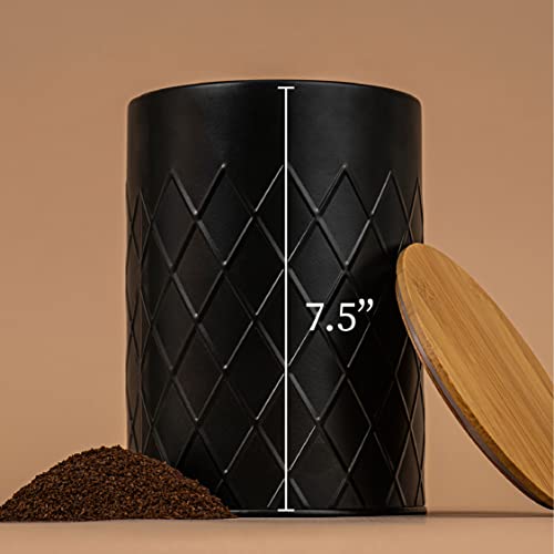 Coffee Canister with Bamboo Lid - Multifunction Coffee Canister with Airtight Lid and Kitchen Canister for Sugar and Tea - 7.5" Aluminum Coffee Container For Ground Coffee by StudioCorner