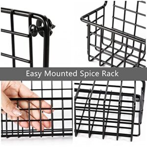 Hanging Spice Racks with Jars, 4-Tier Wall Mounted Metal Spice Racks with 32 Pcs 4oz Glass Spice Jars, Easy To Install Space Saving Organizer Shelf with Seasoning Bottles For Your Kitchen and Pantry