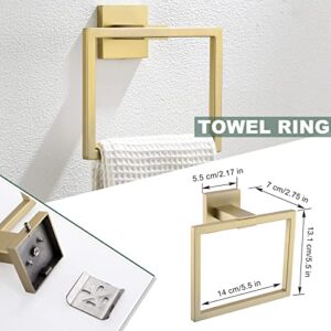 Brushed Gold Bathroom Towel Bar Sets Premium Stainless Steel 4-Piece Bathroom Hardware Set Wall Mounted Square Bathroom Accessories Kit