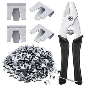 300 pieces wire cage clips with 1 piece wire cage buckle snap plier for bunny chicken pet dog cat cage(black)