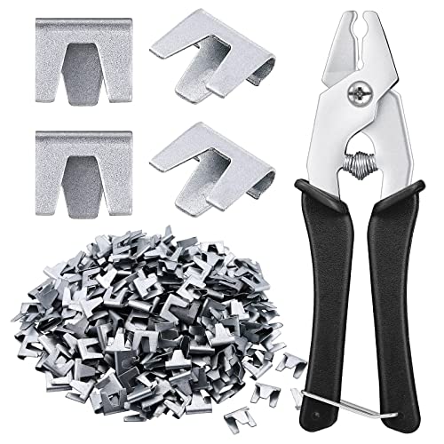 300 Pieces Wire Cage Clips with 1 Piece Wire Cage Buckle Snap Plier for Bunny Chicken Pet Dog Cat Cage(Black)