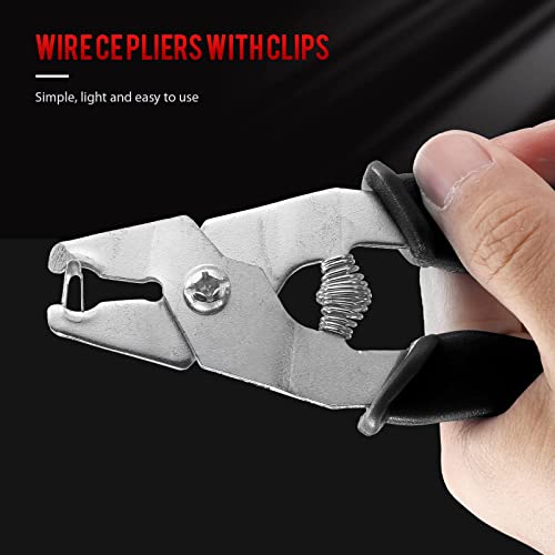 300 Pieces Wire Cage Clips with 1 Piece Wire Cage Buckle Snap Plier for Bunny Chicken Pet Dog Cat Cage(Black)