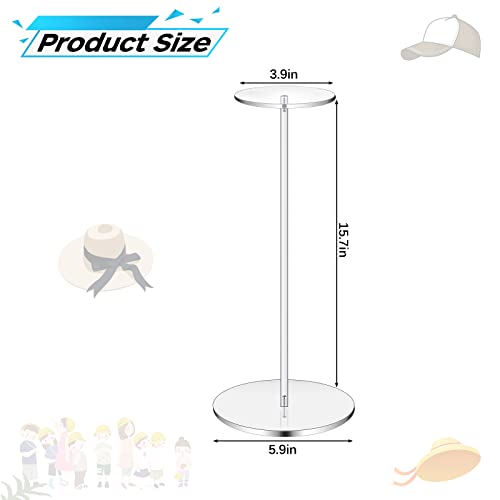 TRIRITE 3 PCS Clear Acrylic Hat Stand for Display, 16 inch Wig Display Rack, Clear Round Riser Stands for Wig Hat Display, Hat Display Stand Wig Display Holder for Hat Watch