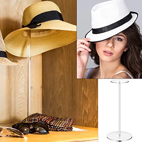 TRIRITE 3 PCS Clear Acrylic Hat Stand for Display, 16 inch Wig Display Rack, Clear Round Riser Stands for Wig Hat Display, Hat Display Stand Wig Display Holder for Hat Watch