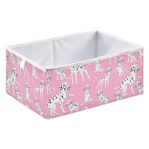 dalmatian dog foldable cloth shelf baskets rectangle toy storage bins box with handles for clothes toy gift storage 15.75x10.63x6.96 inches