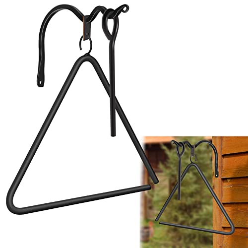 Blacksmith Iron Dinner Bell Hand Made 12“ Triangle Dinner Bell Heavy Duty Primitive Hand-Forged Wrought Iron Triangle Dinner Bell Iron Triangle Chime