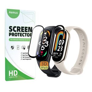 aemus compatible for xiaomi mi band 7 screen protector (3 pack) 3d curved soft edge protective film nfc mi band 8 protective film hd anti-scratch