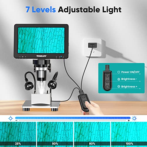 TOMLOV Universal Microscope Bottom Light,Transmitted LED Light Stage Holder, 5pcs Digital Microscope Slides Included, Adjustable Bottom LED Lamp Illumination for USB LCD Microscope