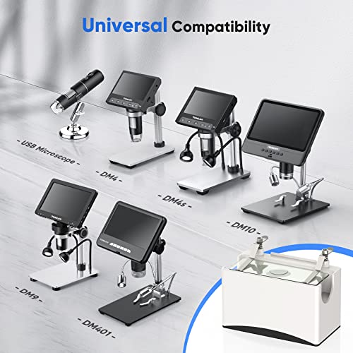 TOMLOV Universal Microscope Bottom Light,Transmitted LED Light Stage Holder, 5pcs Digital Microscope Slides Included, Adjustable Bottom LED Lamp Illumination for USB LCD Microscope