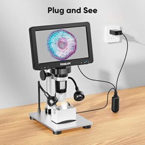 TOMLOV Universal Microscope Bottom Light,Transmitted LED Light Stage Holder, 5pcs Digital Microscope Slides Included, Adjustable Bottom LED Lamp Illumination for USB LCD Microscope