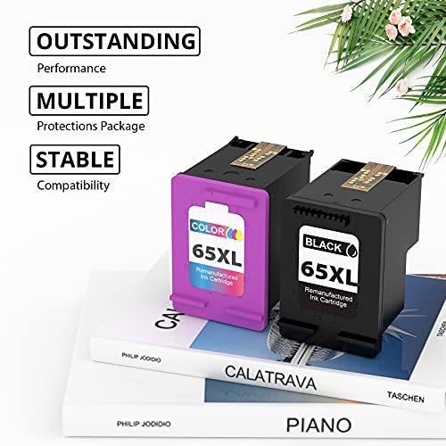 65XL Ink High Yield 65 Ink Cartridges Compatible with HP Envy 5055 5052 5058 DeskJet 2655 3720 3722 3723 3752 3758 2652 2624 HP Deskjet 3755 Ink Cartridges Black and Color