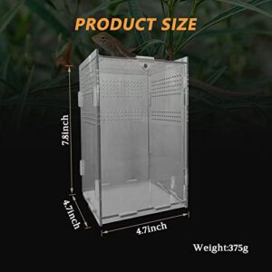 JOBEDE Acrylic Reptile Terrarium, Transparent Reptile Tank Habitat Terrariums Mini Enclosure Feeding Breeding Box with Cover for Tarantula Isopod Roach InvertebratesGecko Frog （5“x5”x8“）