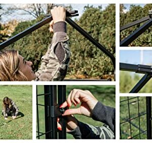 Olympia Tools 4x4x6 Dog Kennel - Outdoor Dog Kennel Small with UV Protection Waterproof Cover, Welded Wire Dog Kennels - Ideal for Dog, Pet Cage, Yard Wire Fence, Patio Crates, Black (90-542)