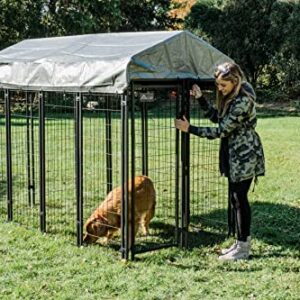 Olympia Tools 4x4x6 Dog Kennel - Outdoor Dog Kennel Small with UV Protection Waterproof Cover, Welded Wire Dog Kennels - Ideal for Dog, Pet Cage, Yard Wire Fence, Patio Crates, Black (90-542)