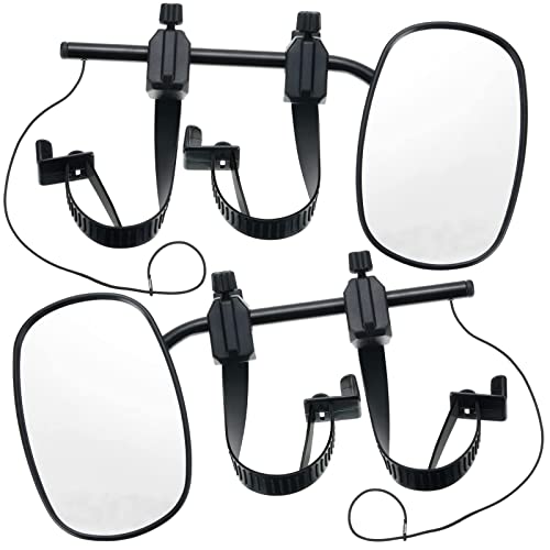 Tallew 2 Pieces Towing Mirror Universal Black Clip on Bar Extension Mirror Kit Adjustable 360 Degree Rotation Side Mirror for Trailer RV Rearview Mirror Accessories