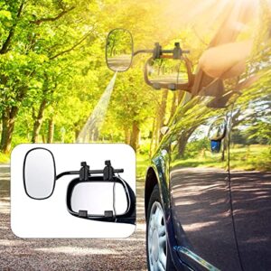 Tallew 2 Pieces Towing Mirror Universal Black Clip on Bar Extension Mirror Kit Adjustable 360 Degree Rotation Side Mirror for Trailer RV Rearview Mirror Accessories