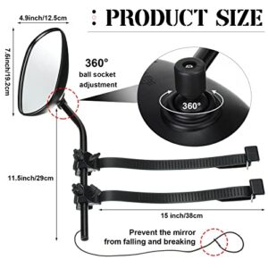 Tallew 2 Pieces Towing Mirror Universal Black Clip on Bar Extension Mirror Kit Adjustable 360 Degree Rotation Side Mirror for Trailer RV Rearview Mirror Accessories