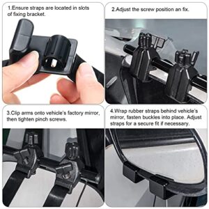 Tallew 2 Pieces Towing Mirror Universal Black Clip on Bar Extension Mirror Kit Adjustable 360 Degree Rotation Side Mirror for Trailer RV Rearview Mirror Accessories