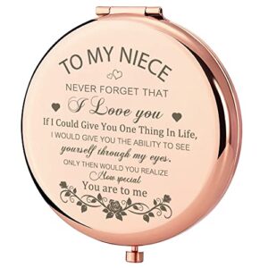 gaolziuy niece gifts compact mirror for niece from aunt, rose gold niece compact mirror, birthday gifts for niece from aunt uncle for niece’s birthday, graduation wedding anniversary christmas