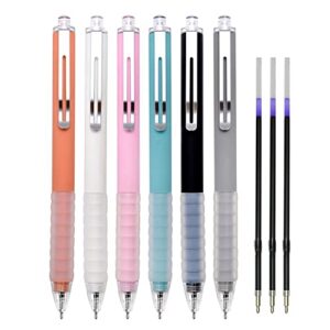 linbsunne black ballpoint pens medium point 1mm work pen with super soft grip ball point pen for men women retractable office pens (6 pcs)