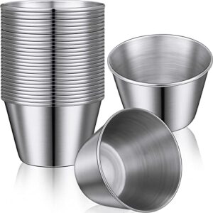 potchen 100 packs 2.5 oz condiment sauce cups stainless steel dipping sauce cups reusable condiment dishes individual round condiments for condiments vinegar butter ice cubes nuts ketchup honey