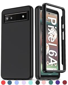 leyi for google pixel 6a case: pixel 6a phone case for men women, full-body shockproof soft silicone protective phone case for pixel 6a, black