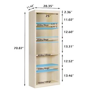 LYNSLIM Wooden Bookcase, 5-Shelf Free Standing Bookcase for Home Office Living Room Open Display Organizer Storage Bookshelf, Oak Finish Decor Furniture (2 PCS Antique White)