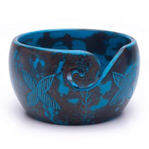 premium yarn bowls | size (7 x 4.5) inches | wooden yarn storage bowls | crocheting accessories and supplies organizer | multicolour -inanosa (blue)