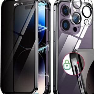 [2023 New Safety Lock+Camera Protector] Magnetic Case for iPhone 13 Pro Max,[100% Screen Sensitivity ][Anti-Peeping Screen Protector] Double Sided 9H Glass Privacy Case for iPhone 13 Pro Max