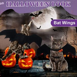 4 Pcs Halloween Pet Costume Set, Funny Vampire Cape Cloak Devil's Horn Headband Bat Wings with Bell Vampire Costume for Cat and Small Dogs, Cat Outfit Clothes for Halloween Party Pet Cosplay (Large)