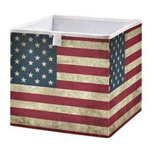 xigua american flag camouflage cube storage bin large collapsible storage basket toys clothes organizer box for shelf closet bedroom home office, 11 x 11 x 11 inch