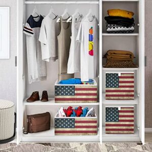 xigua American Flag Camouflage Cube Storage Bin Large Collapsible Storage Basket Toys Clothes Organizer Box for Shelf Closet Bedroom Home Office, 11 x 11 x 11 Inch