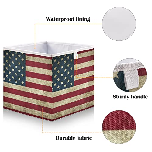 xigua American Flag Camouflage Cube Storage Bin Large Collapsible Storage Basket Toys Clothes Organizer Box for Shelf Closet Bedroom Home Office, 11 x 11 x 11 Inch