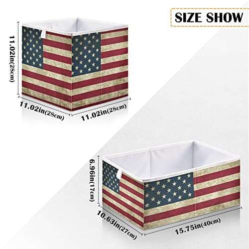 xigua American Flag Camouflage Cube Storage Bin Large Collapsible Storage Basket Toys Clothes Organizer Box for Shelf Closet Bedroom Home Office, 11 x 11 x 11 Inch