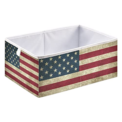 xigua American Flag Camouflage Cube Storage Bin Large Collapsible Storage Basket Toys Clothes Organizer Box for Shelf Closet Bedroom Home Office, 11 x 11 x 11 Inch