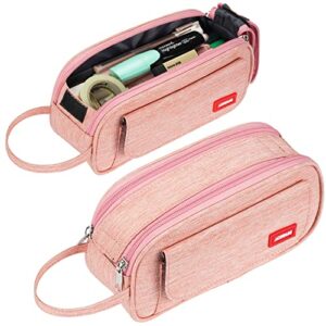 aoregre pencil case big capacity pencil bag school pencil case portable office stationery makeup bag college supplies school college office organizer for student teens girls adults - pink