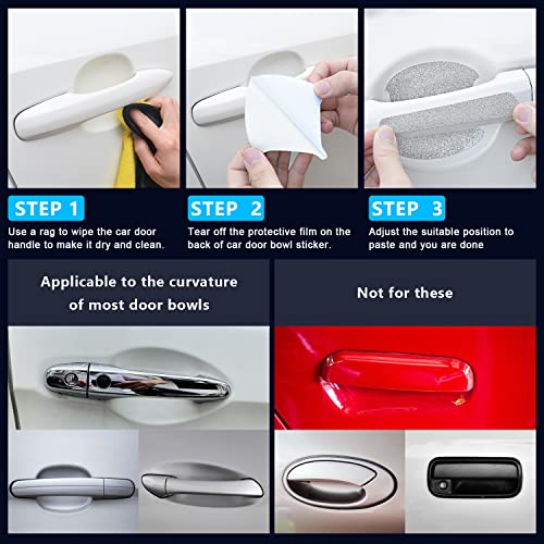 Ourzop 8Pcs Car Door Handle Sticker,Silver Bling Cup Scratches Protector Door Handle Side Sticker Scratch Protector Door Handle Paint Scratch Protection Protective Film