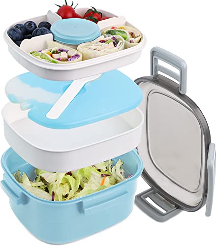 Bugucat Bento Box 54 Oz, Lunch Box with 3 Compartments and Cutlery, Reusable Lunch Containers with Ice Pack, Adults Food Storage Containers for Work Picnic, Dishwasher-safe, BPA-Free