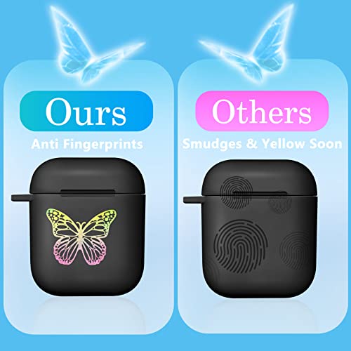 JoySolar Butterfly Case for AirPod 1/2 Aesthetic Cute Cases Women Girls Girly for AirPods 1st/2nd Generation Cover Soft TPU Pretty Kawaii Funny Stylish with Keychain for Air Pods 1/2(Black Butterfly)