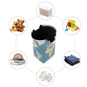 WELLDAY Laundry Hamper with Handle World Map Laundry Baskets Foldable Dirty Clothes Basket Large Storage Laundry Organizer