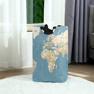 WELLDAY Laundry Hamper with Handle World Map Laundry Baskets Foldable Dirty Clothes Basket Large Storage Laundry Organizer