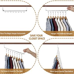 Magic Hangers Space Saving for Closet Organizer 6 Piece Stainless Steel Closet Space Saver Collapsible Hangers 8 Slots Cascading Hangers Upgraded Closet Storage for Heavy Clothes