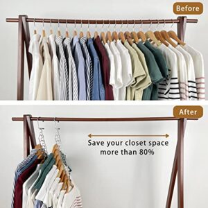 Magic Hangers Space Saving for Closet Organizer 6 Piece Stainless Steel Closet Space Saver Collapsible Hangers 8 Slots Cascading Hangers Upgraded Closet Storage for Heavy Clothes