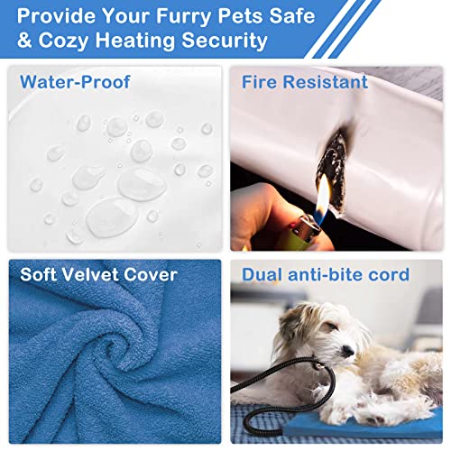 Pet Heating Pad for Dogs Cats, 6 Adjustable Temperature&Time,Safe Heated Dog Bed Mat -M: 16 x 20 INCH