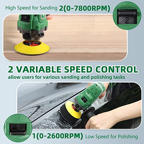 ALTOCRAFT Mini Polisher & Sander 3-inch, 12V Compact Cordless Small Buffer Waxer w/2.0Ah Battery,Variable Speed,5 Sandpapers,2 Flat Pads,Wool Pad for Car Detailing/DIY Polishing/Sanding/Waxing