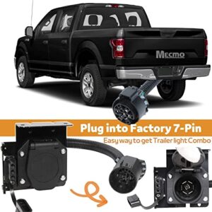 MECMO Multi-Tow 7-Way Blade and 4-Way Flat Trailer Wiring Adapter for Ford GM Ram GMC Sierra Grand Cherokee, Dual-Output Vehicle-Side Trailer Light Plug Connector Harness USCAR 7 Pin Socket Required