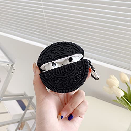 Earphone Case for Huawei Freebuds pro,Creative 3D Cute Cartoon Silicone Earphone Case with Keychain, Headphone Protective Case Compatible with Huawei Freebuds pro (Oreo Cookies)